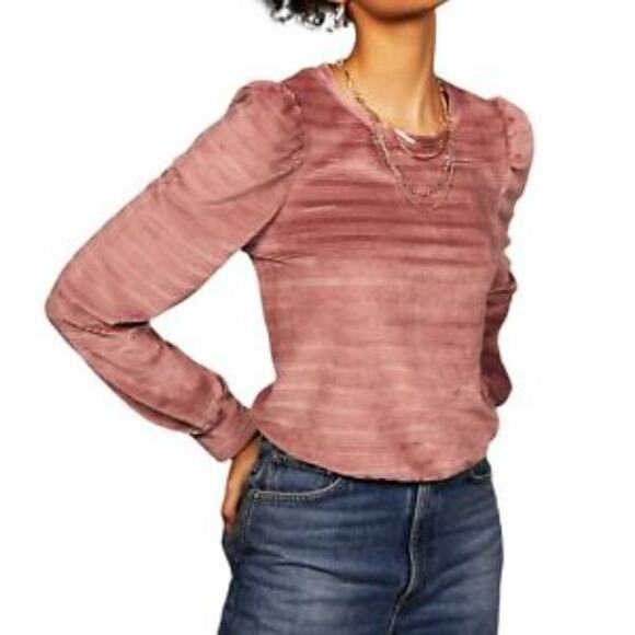 Heartloom Revolve Somi Striped Velvet Long Sleeve Top M - Picture 1 of 6